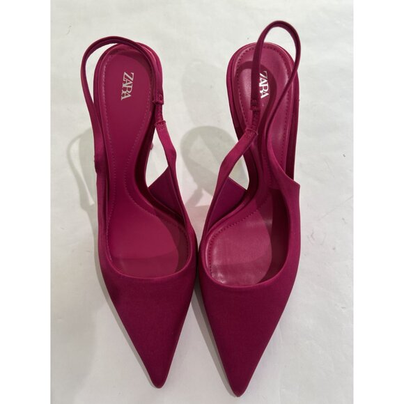 Zara Slingback Heels in Fuchsia - Picture 2 of 7